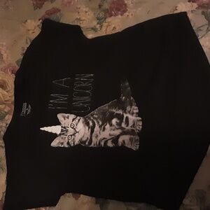 Hot Topic Cat Unicorn Freeze Juniors XL Womans Large Black GUC